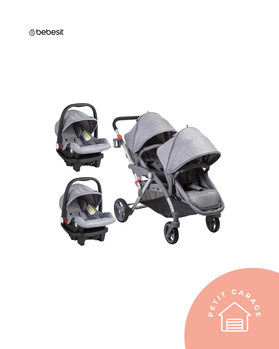 (#PG5349) Coche doble modelo Dúo LX color gris. Marca Bebesit
