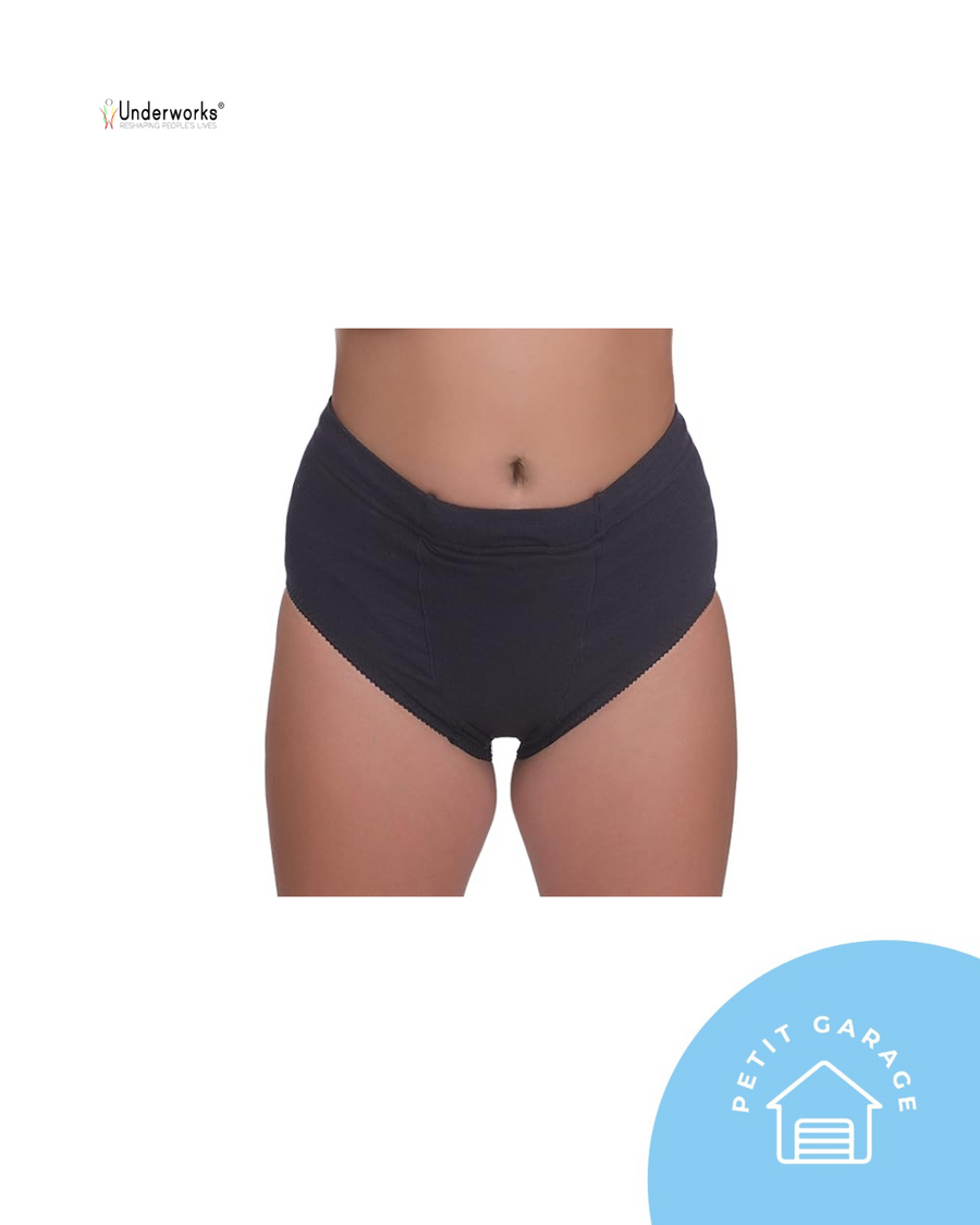 (#PG4966) Calzón con compresión para várices bulbares o pélvicas color negro. Marca Underworks