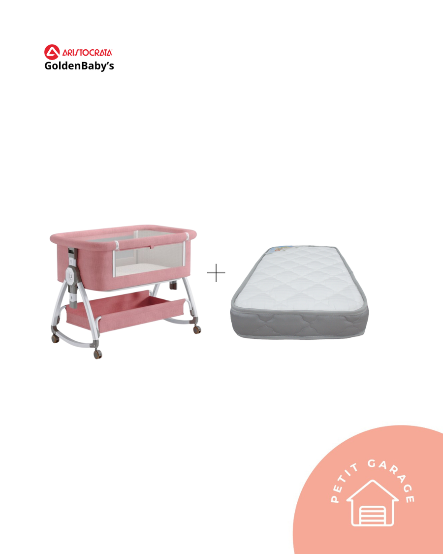 (#PG5273) Cuna colecho color rosado. Marca Golden Baby’s