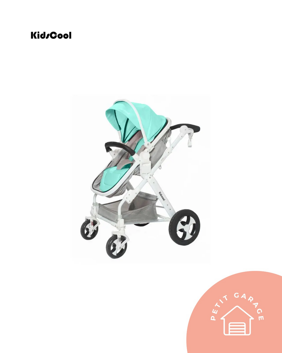(#PG4335) Coche cuna de paseo 6 en 1 color verde. Marca Kidscool