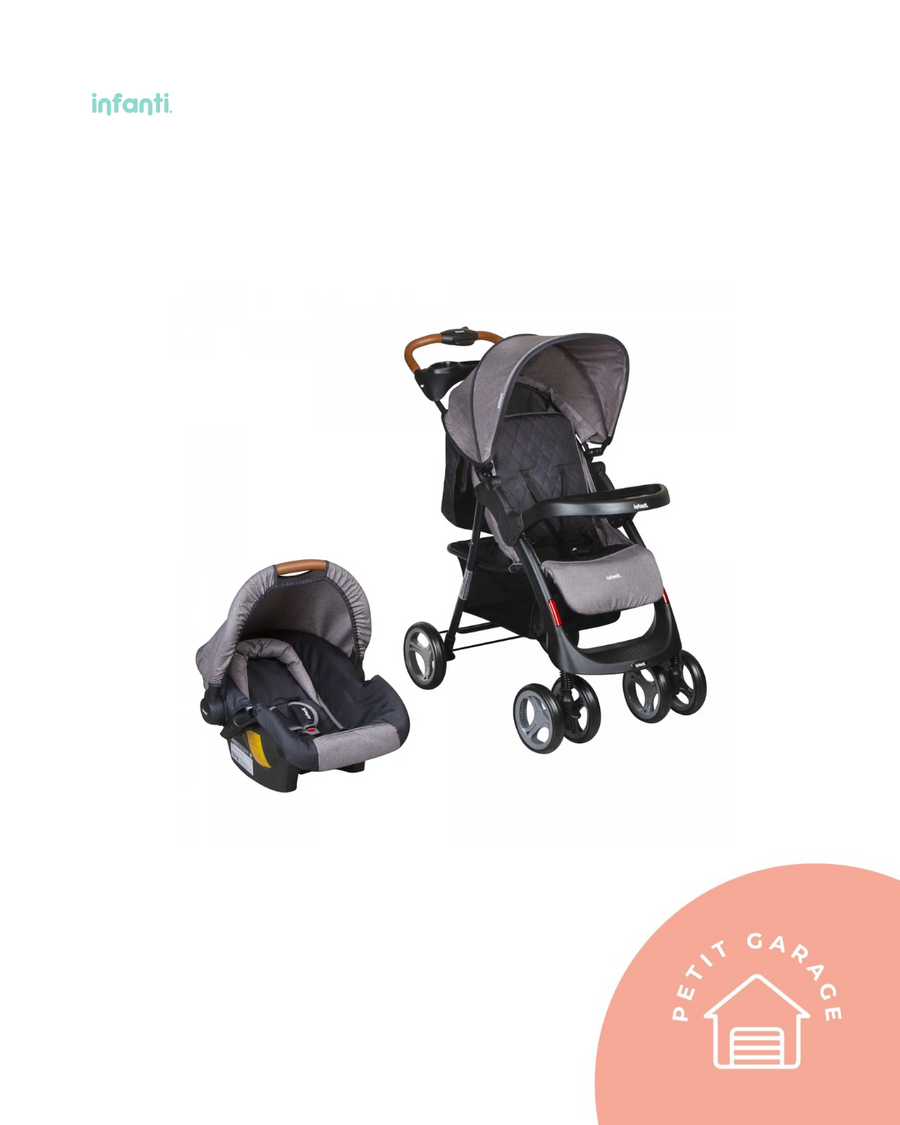 (#PG5029) Coche Travel System modelo Pompeya color gris. Marca Infanti