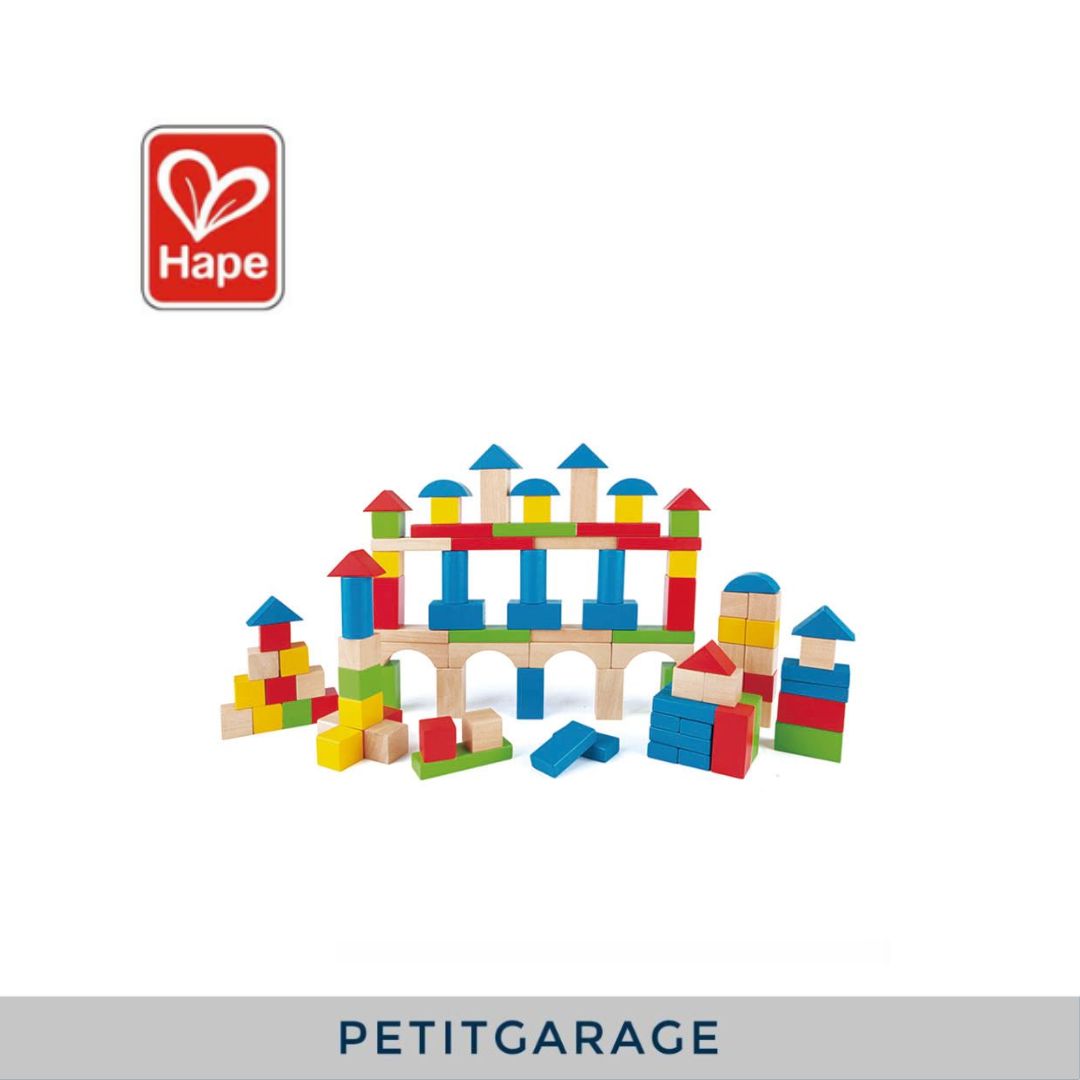 (#PG3547) 100 piezas de madera + juego clasificación por altura. Marca HAPE