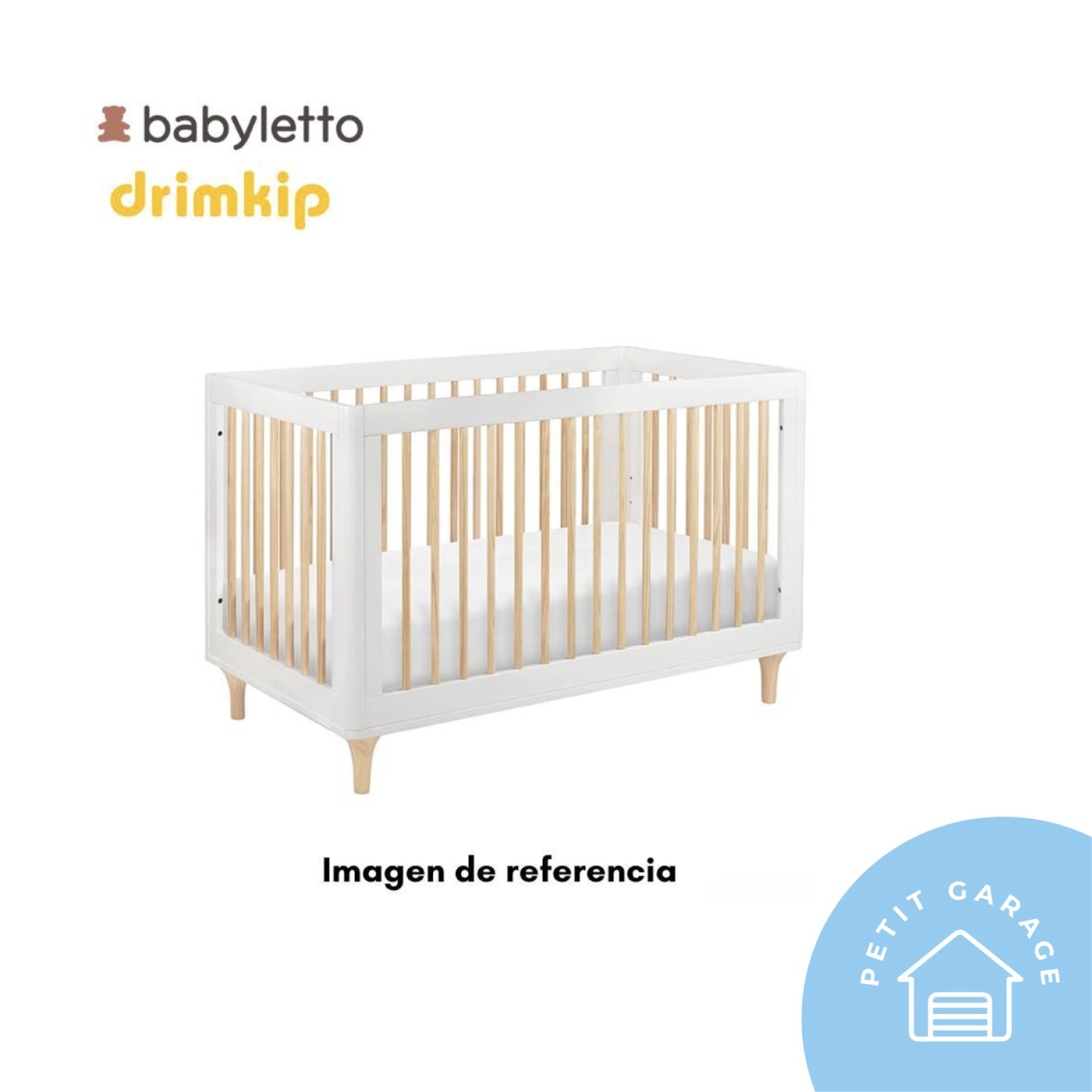 (#PG2951) Cuna Lolly 3 en 1 gris con madera + Colchón. Marca Babyletto y Drimkip