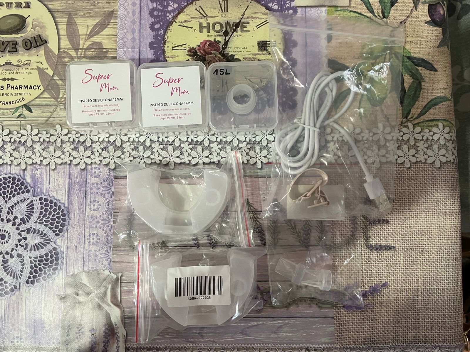 (#PG2779) Extractor de leche + 2 válvulas + diafragmas de repuesto. Marca Supermom