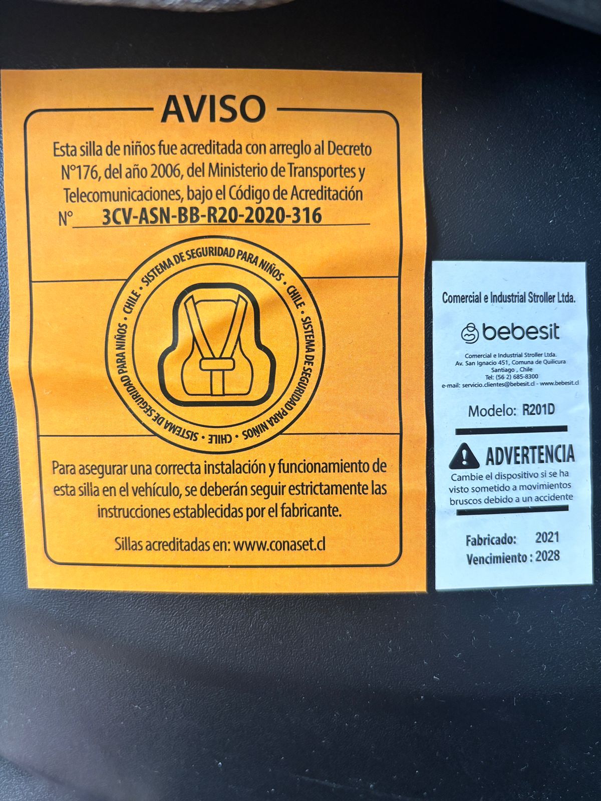 (#PG2905) Silla nido para auto con base. Marca Bebesit