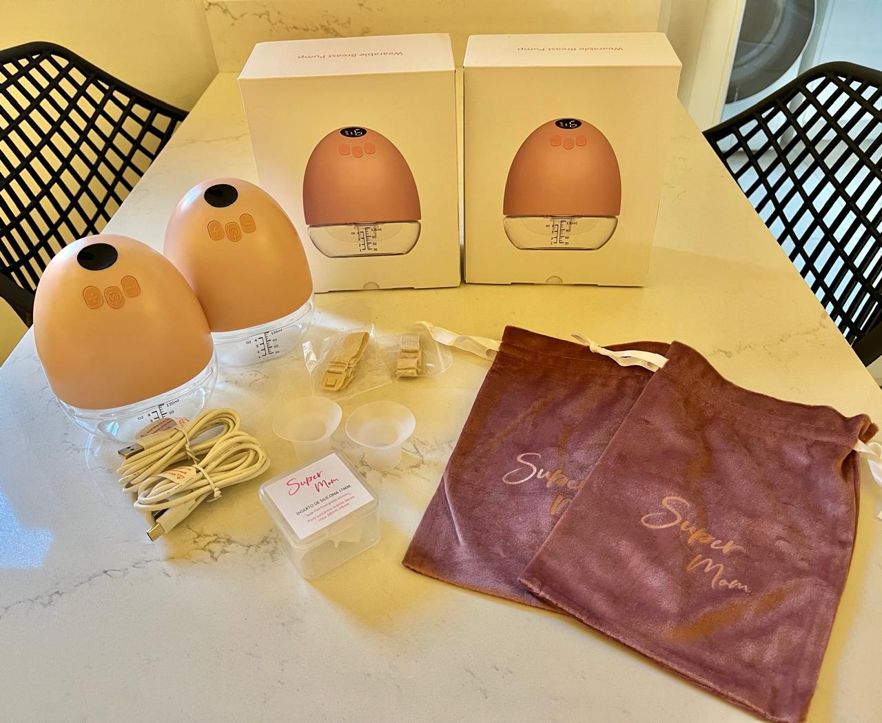 (#PG2938) Extractor de leche eléctrico manos libres drop doble. Marca Super Mom