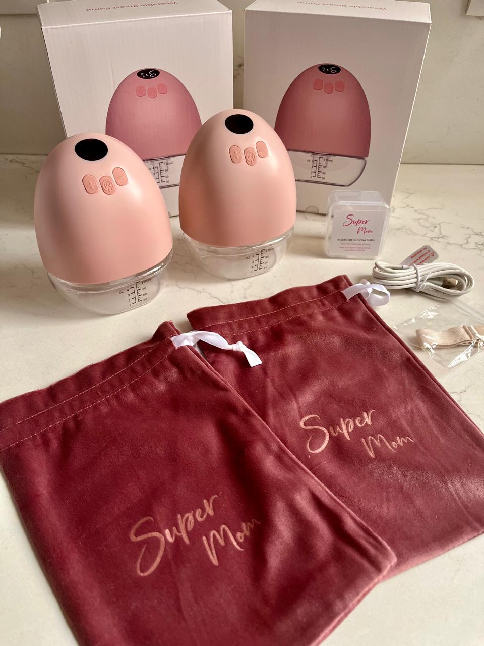 (#PG2938) Extractor de leche eléctrico manos libres drop doble. Marca Super Mom