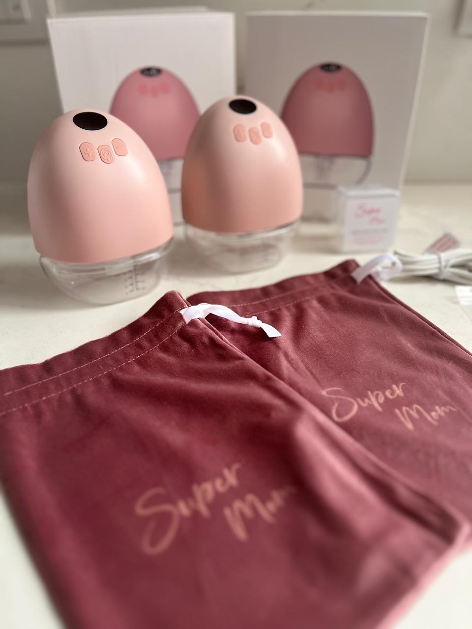 (#PG2938) Extractor de leche eléctrico manos libres drop doble. Marca Super Mom