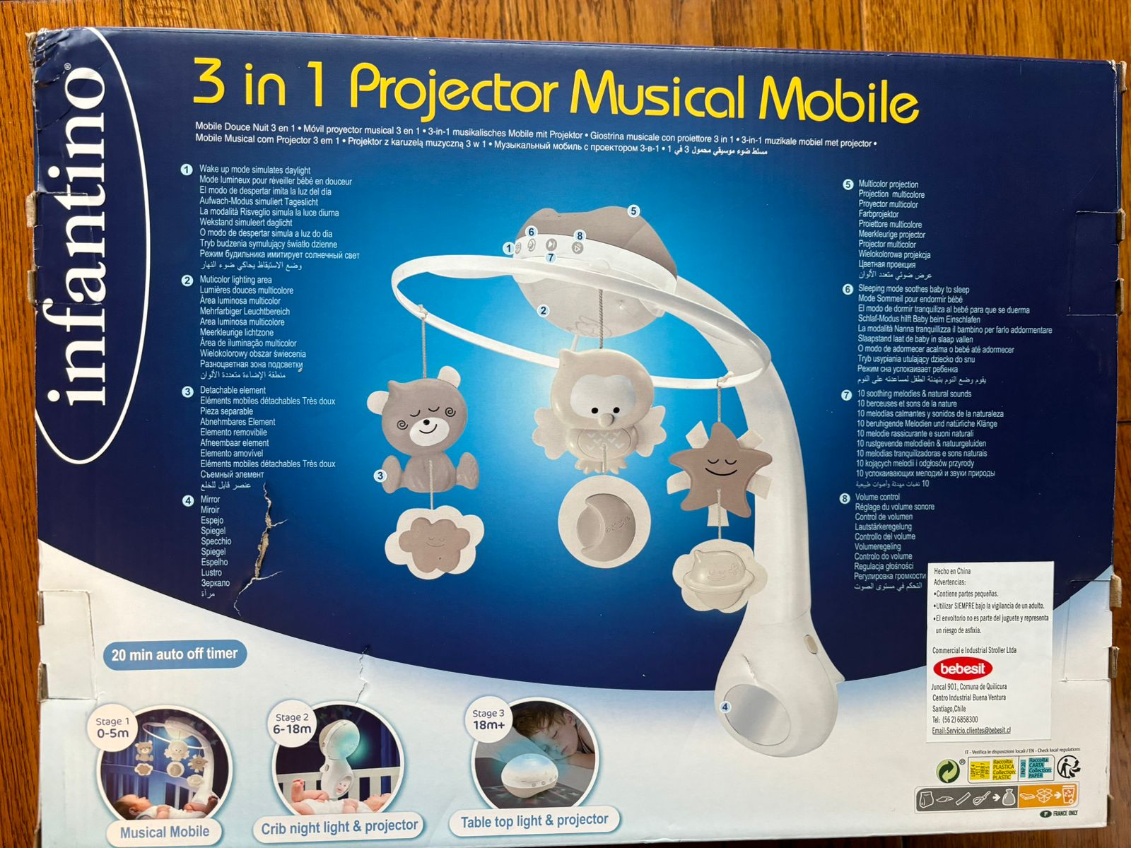 (#PG3031) Móvil proyector 3 en 1. Marca Infantino