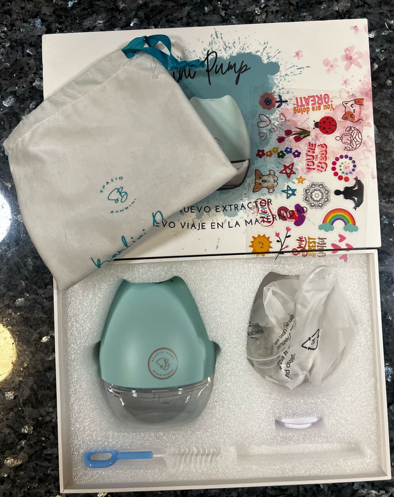 (#PG3052) Extractor de leche manos libre. Marca Spazio Bambini