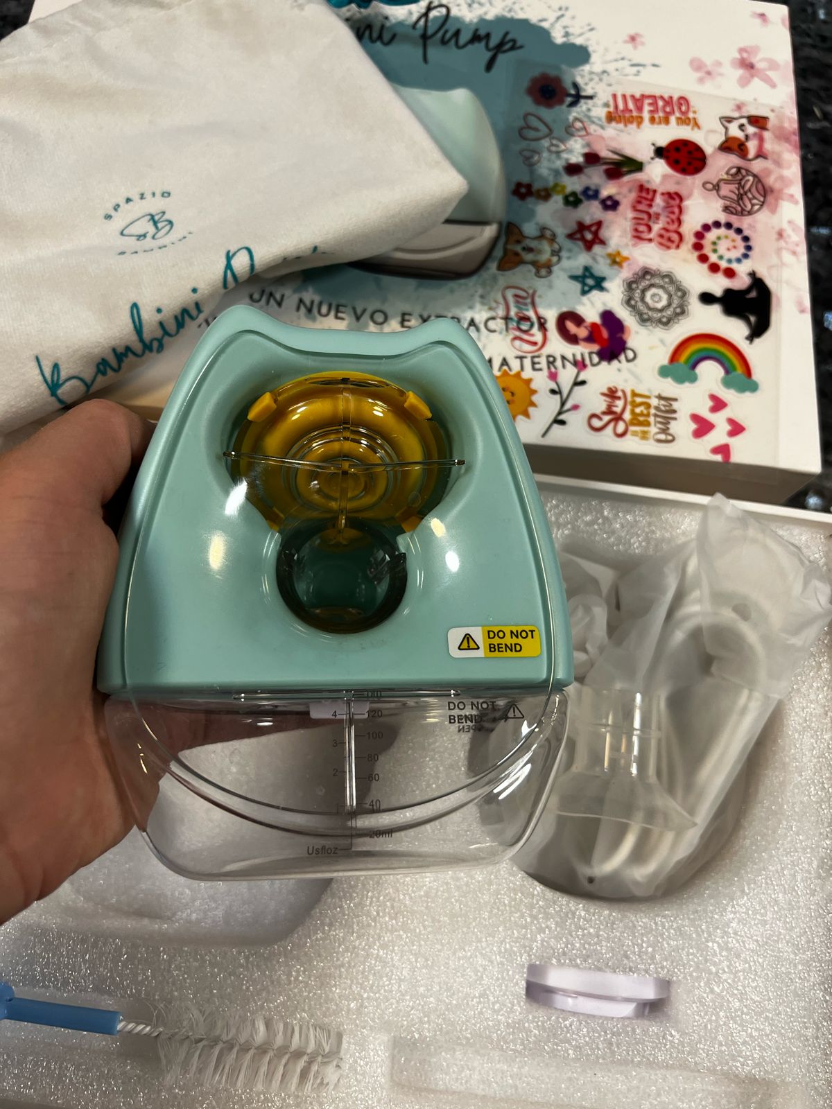 (#PG3052) Extractor de leche manos libre. Marca Spazio Bambini