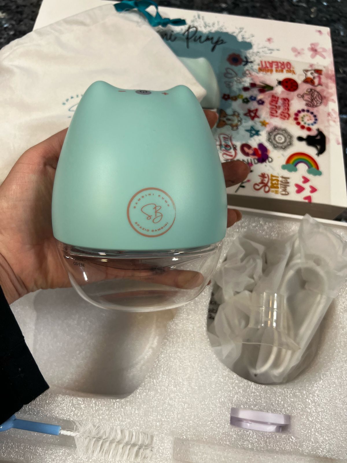 (#PG3052) Extractor de leche manos libre. Marca Spazio Bambini