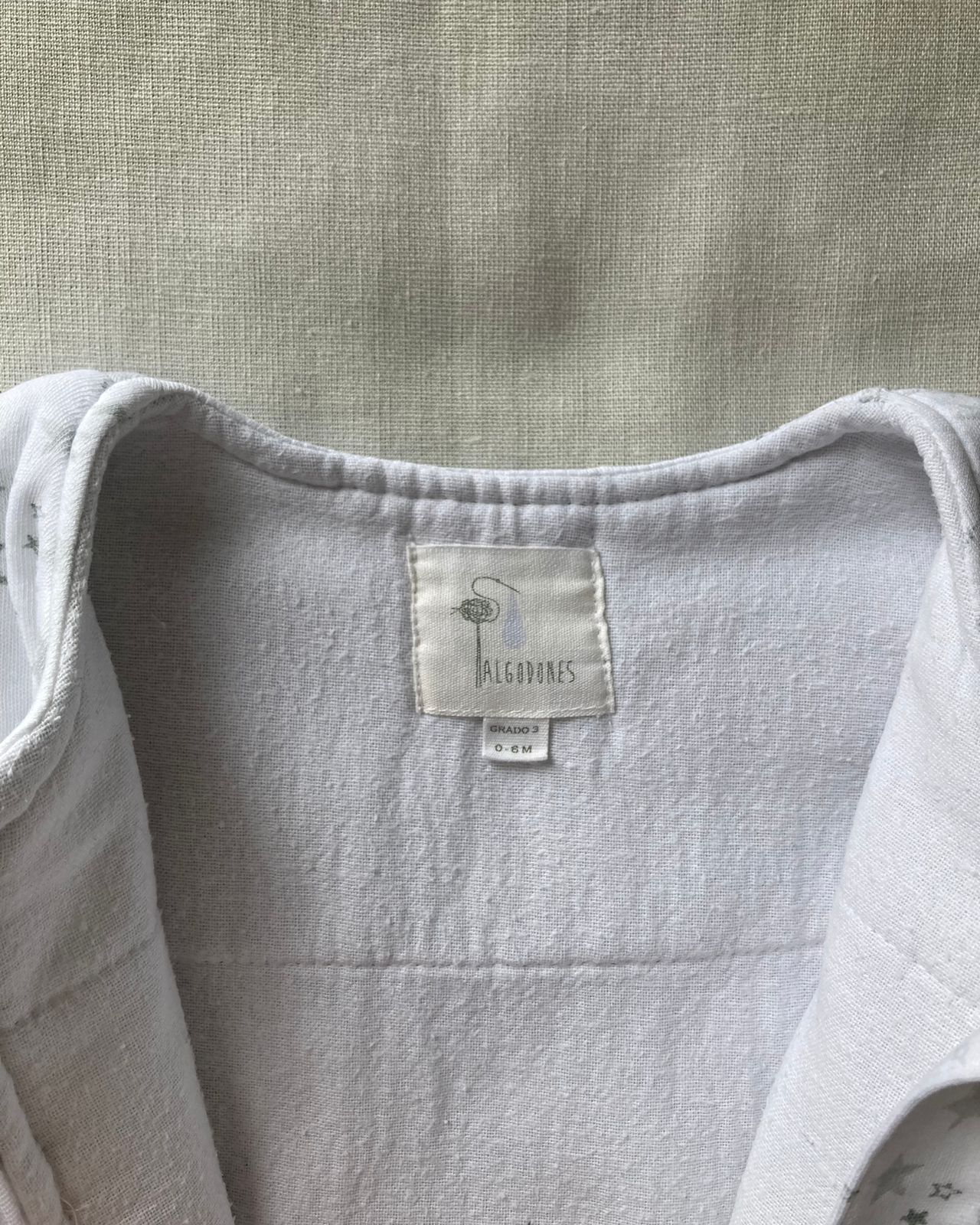 (#PG3163) Saco de dormir talla 0-6 meses grado 3. Marca Algodones