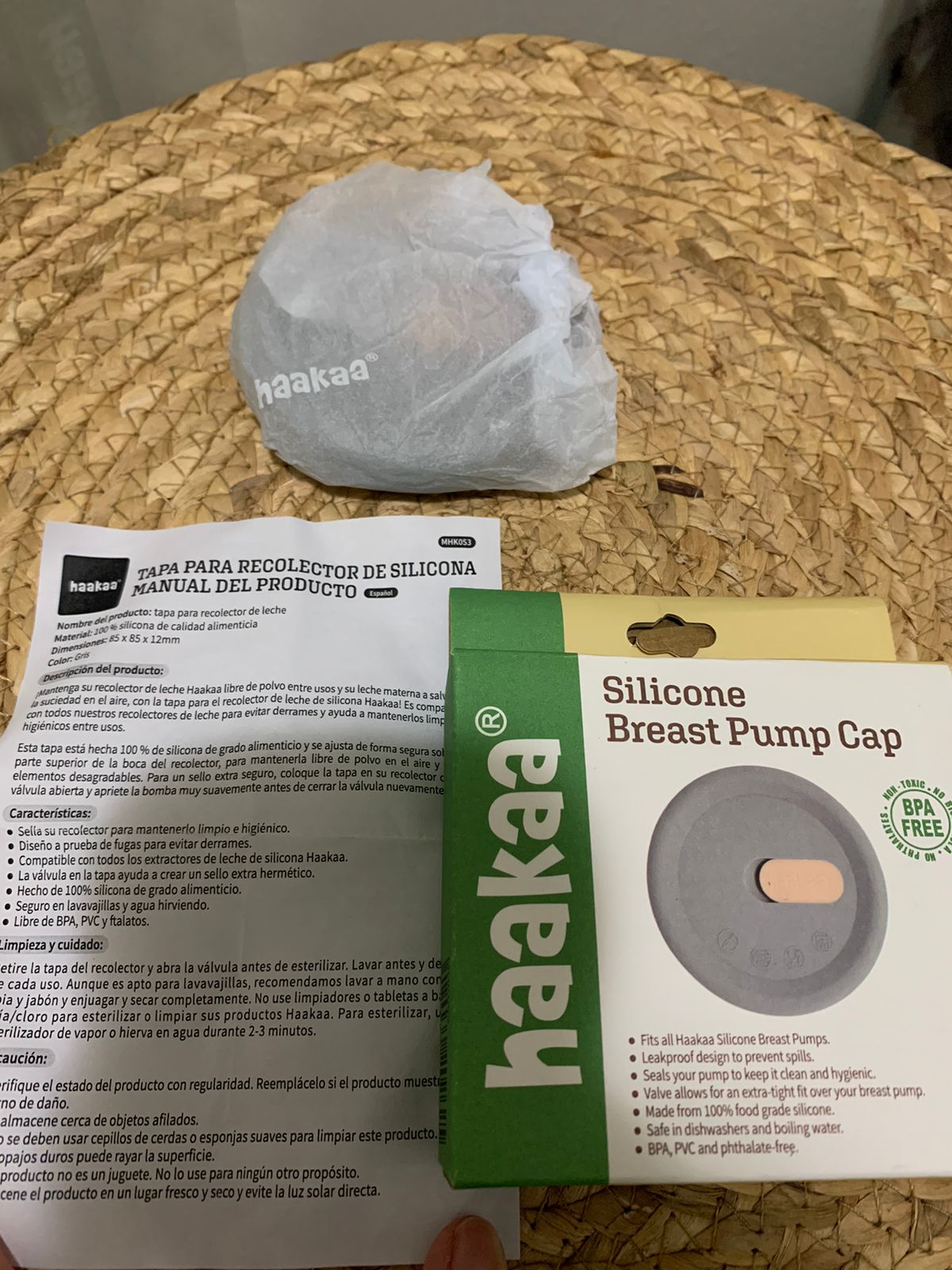 (#PG3396) Recolector de leche de silicona Gen1 + Recolector de leche Ladybug + Tapa para recolector de silicona. Marca Haakaa