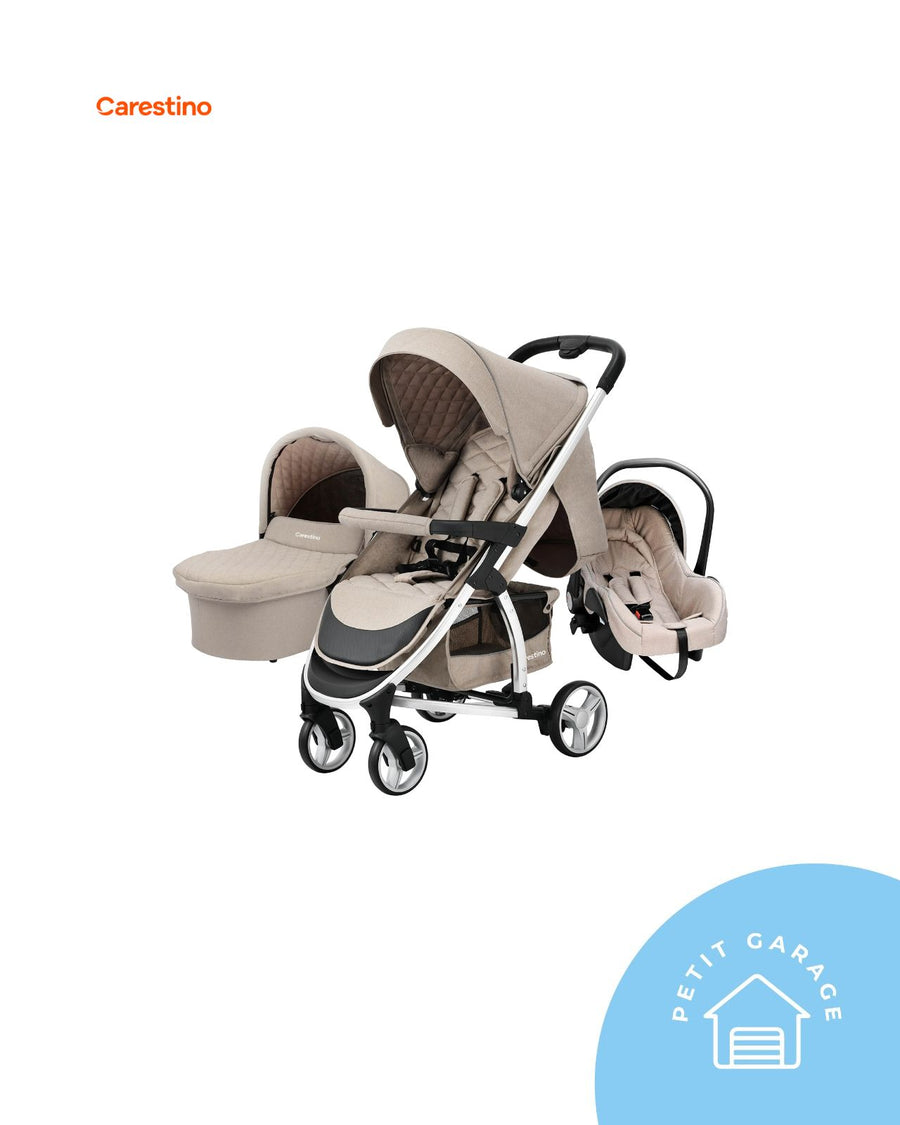 (#PG4622) Coche travel system modelo London color beige. Marca Carestino