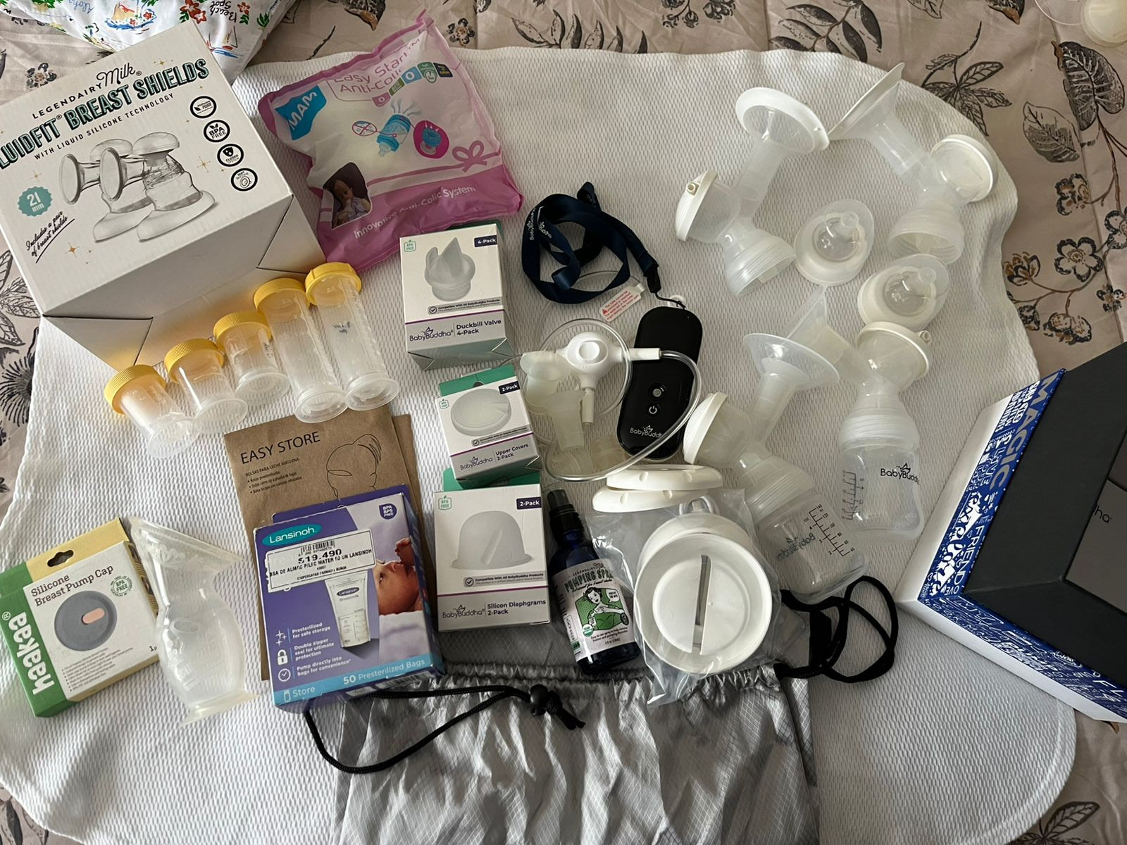 (#PG5225) Extractor de leche doble eléctrico + Accesorios lactancia. Marca Baby Buddha