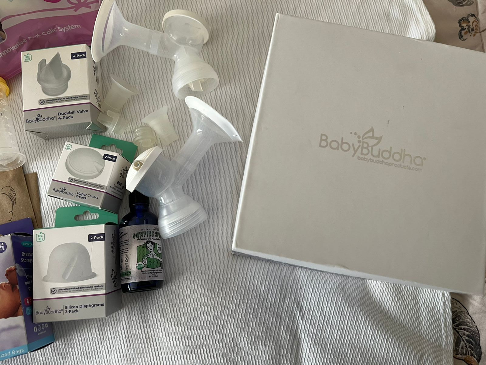 (#PG5225) Extractor de leche doble eléctrico + Accesorios lactancia. Marca Baby Buddha