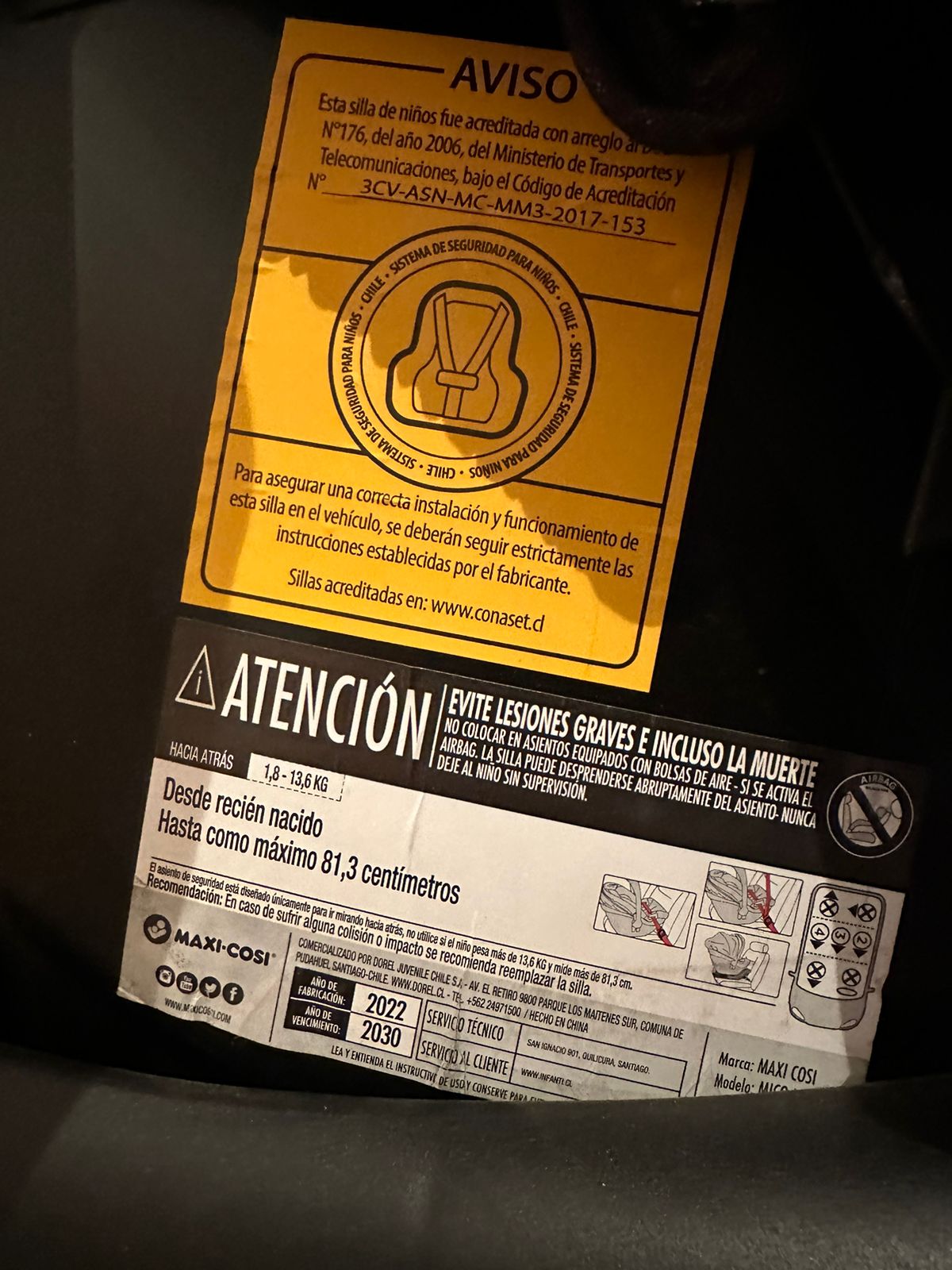 (#PG2732) Silla nido auto Mico Max 30. Marca Maxi Cosi
