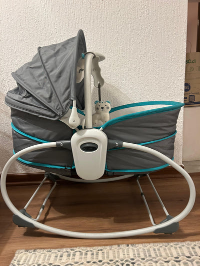 Silla nido mecedora 5 en 1, modelo gris y celeste. Marca Infanti (#PG5664)
